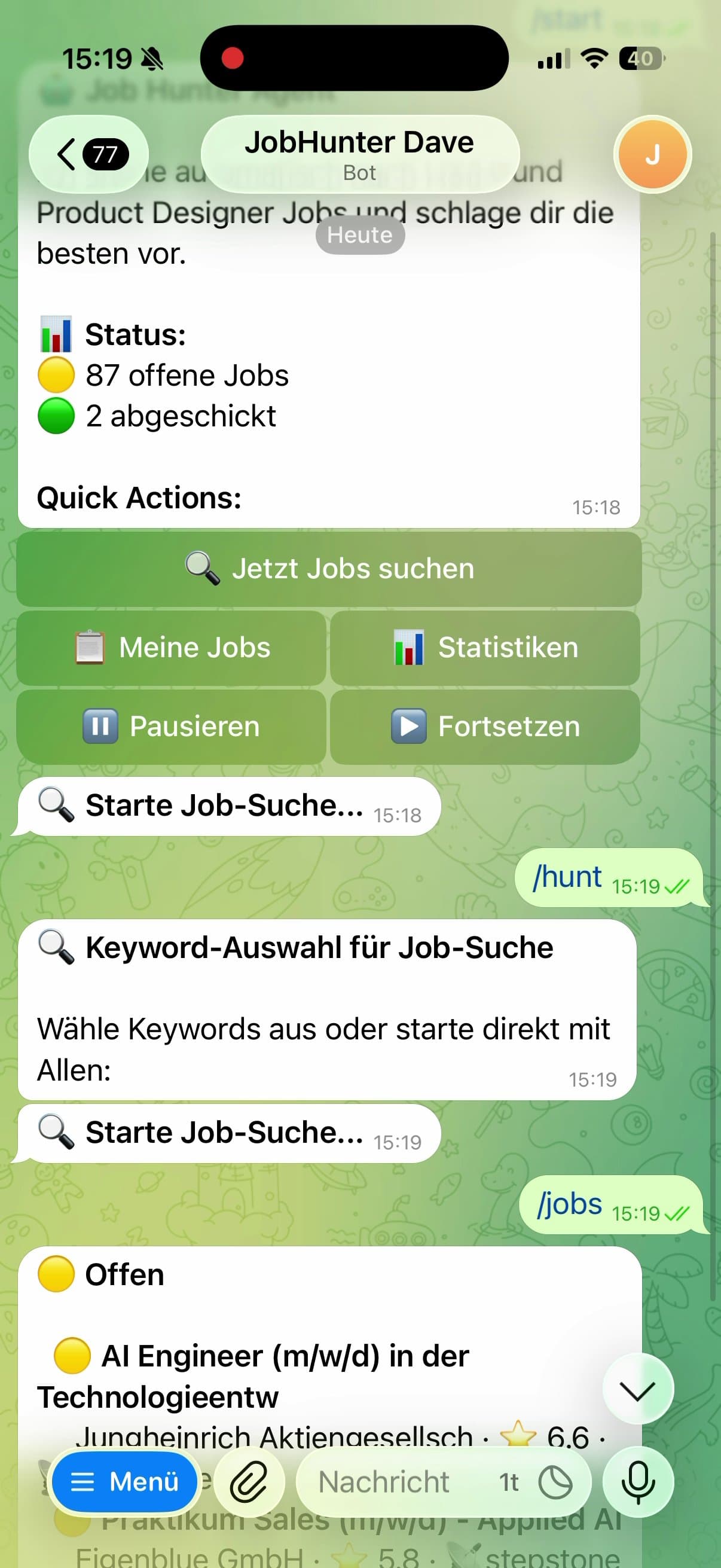 Job Hunter screen 7