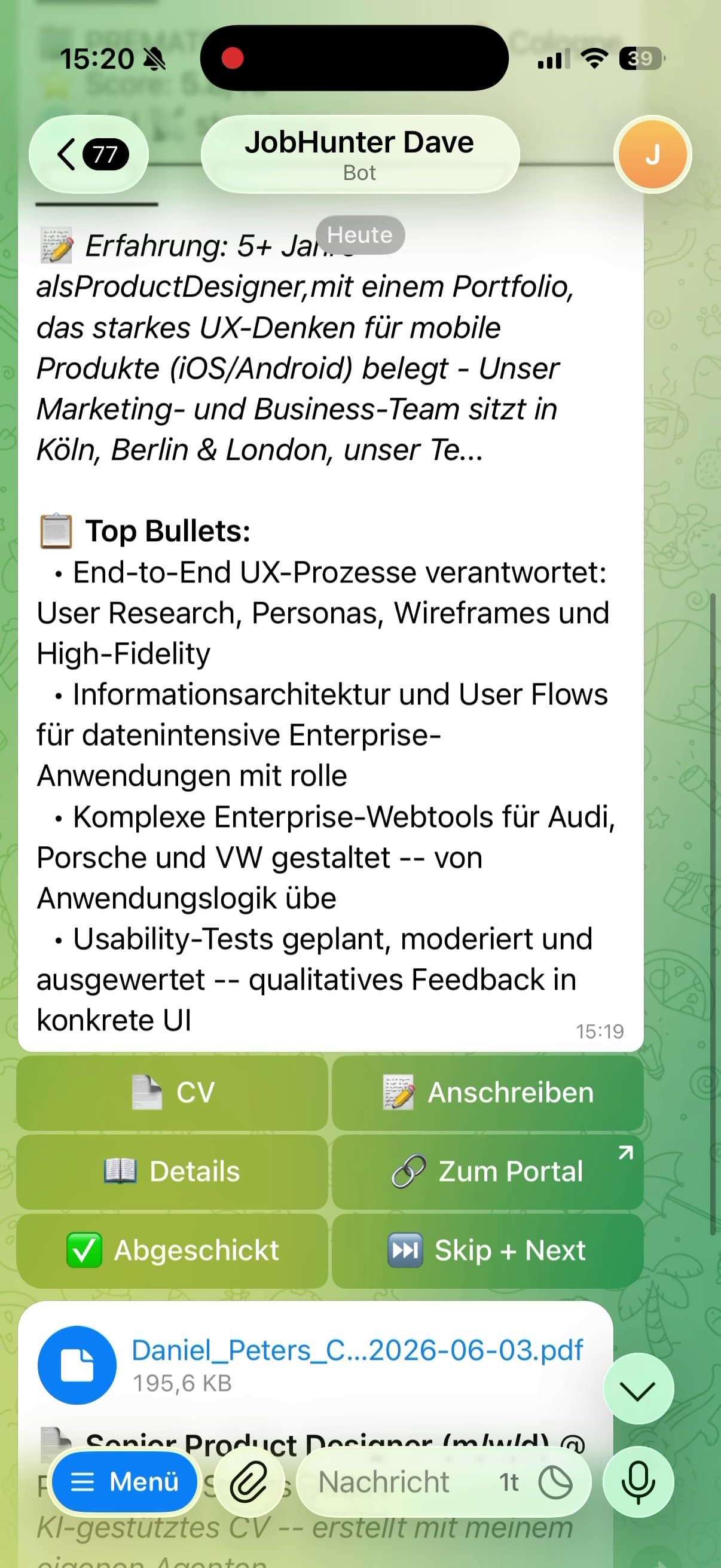 Job Hunter screen 11